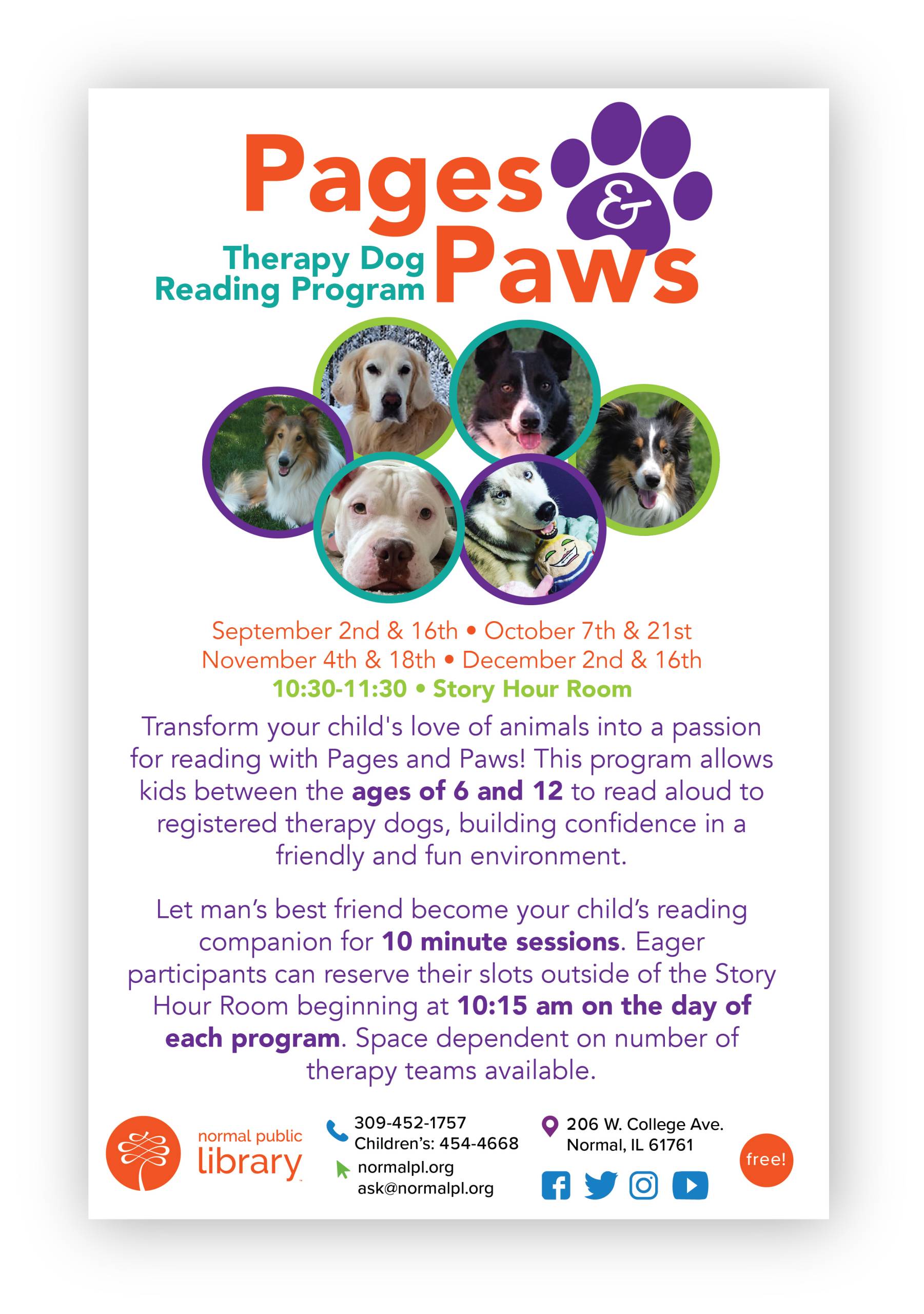 Pages and Paws: Therapy Dog Reading Program