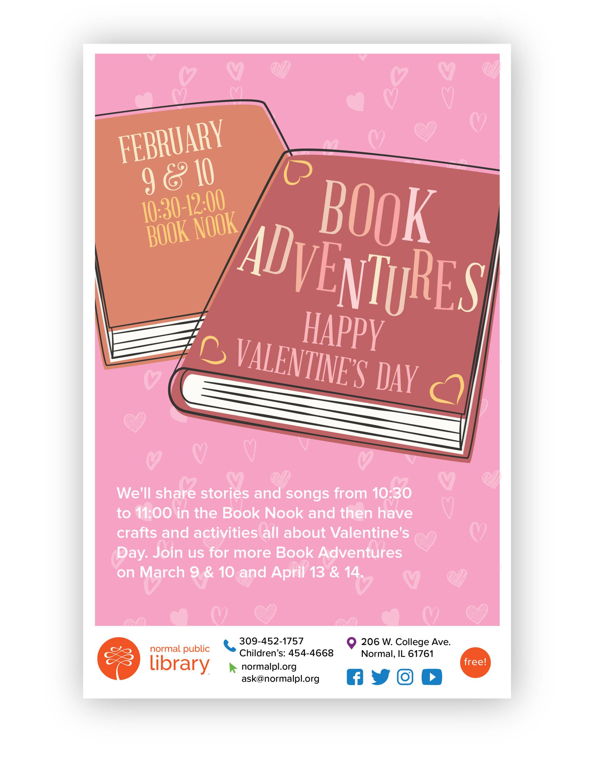 Book Adventures Happy Valentine's Day BloomingtonNormal, Illinois
