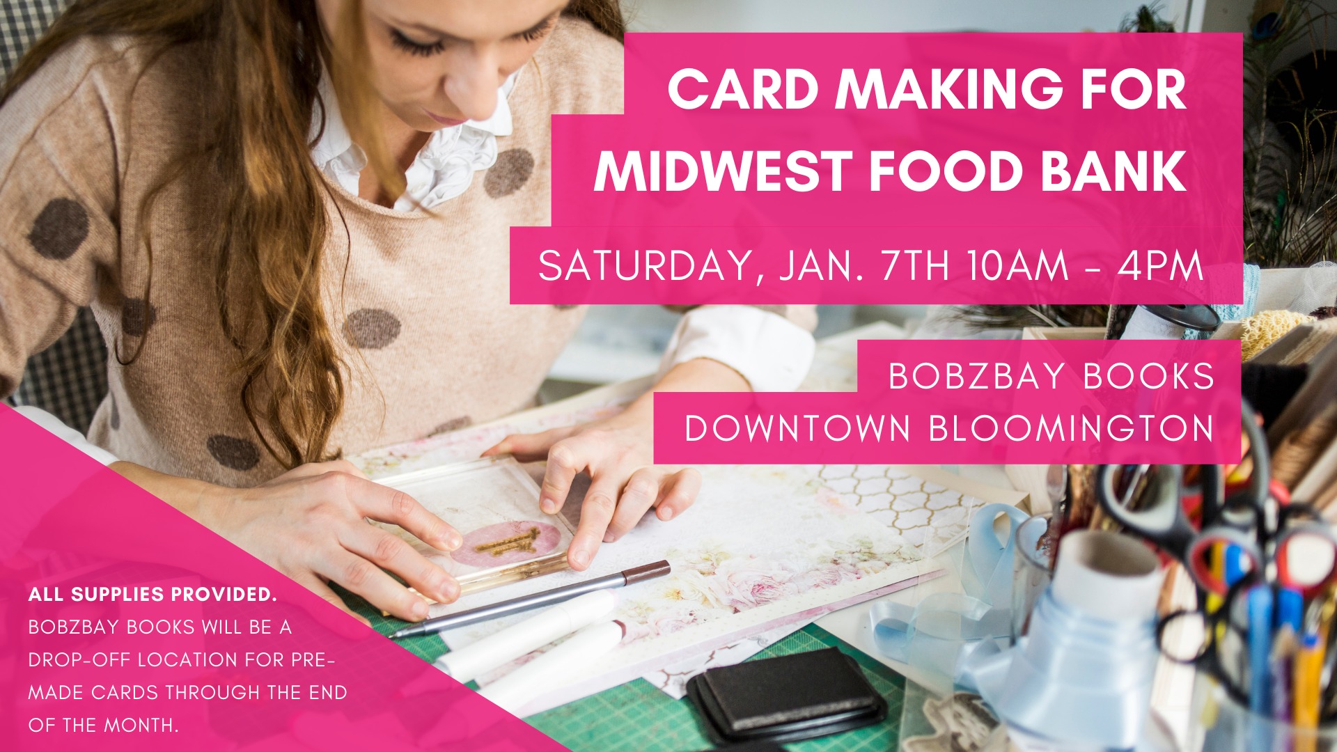 Card Making for Midwest Food Bank Families at Bobzbay Books