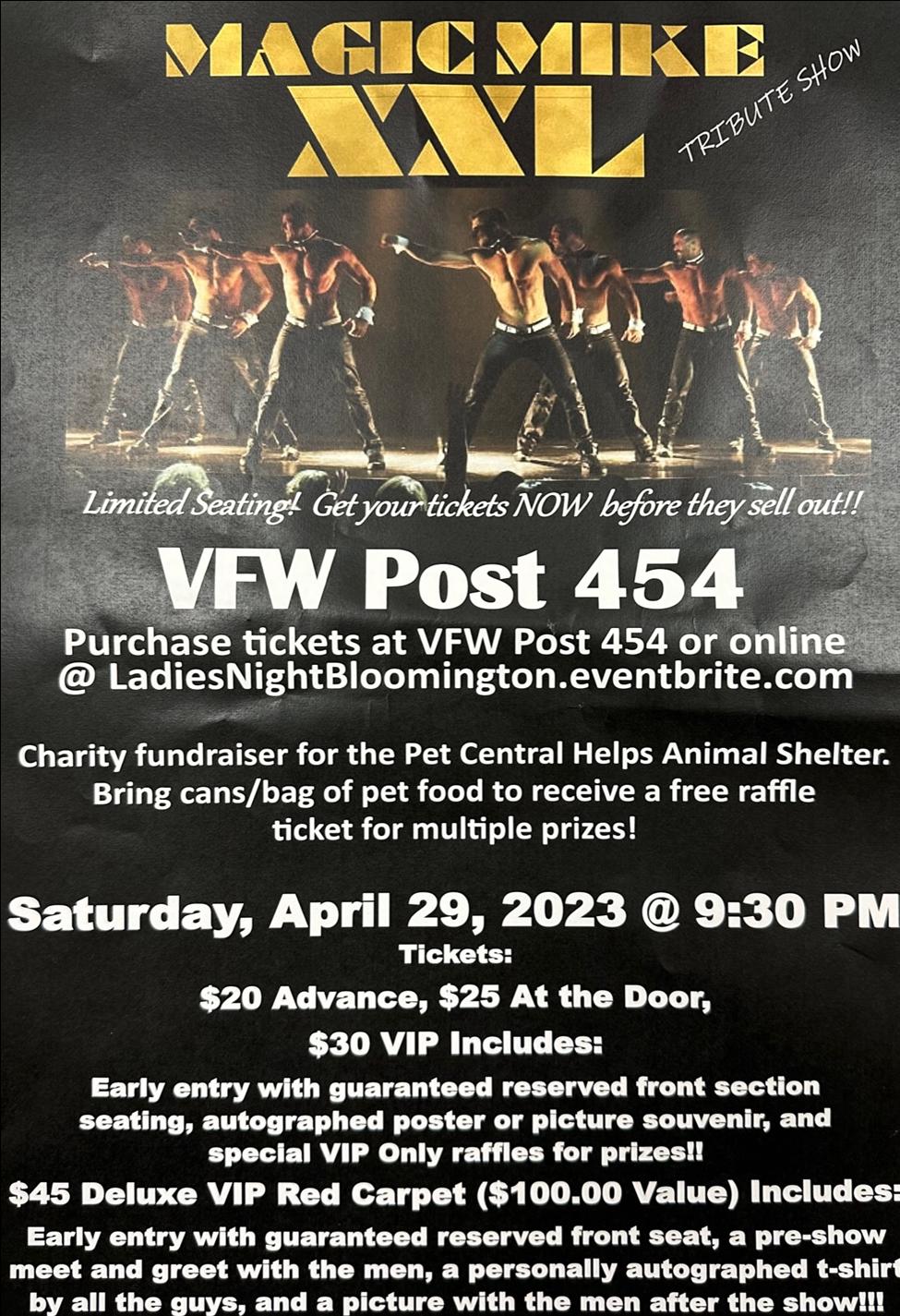Magic Mike Tribute Show - VFW Fundraiser for Pet Central Helps!