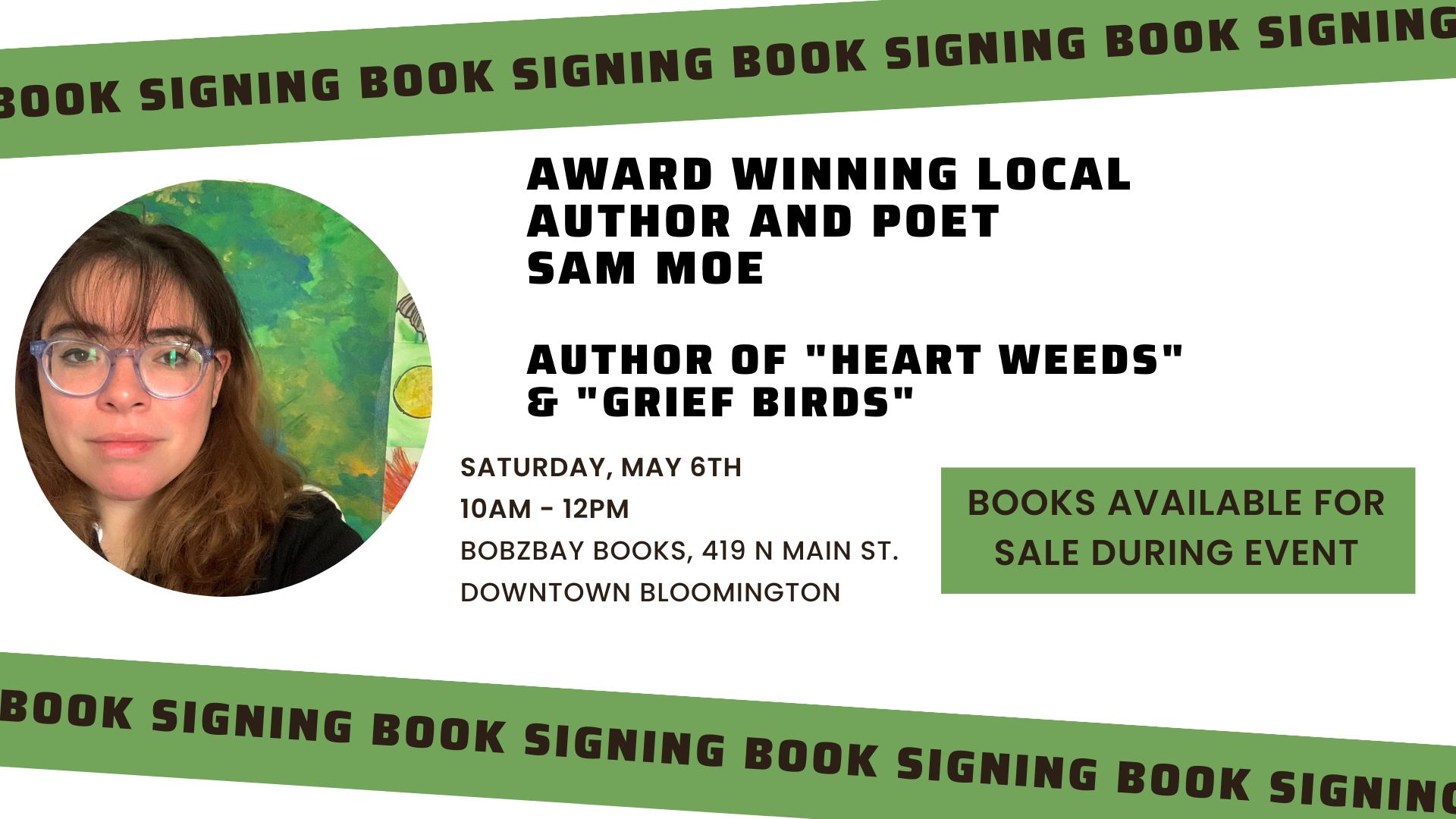 Local Author Sam Moe Poetry Book Signing at Bobzbay Books