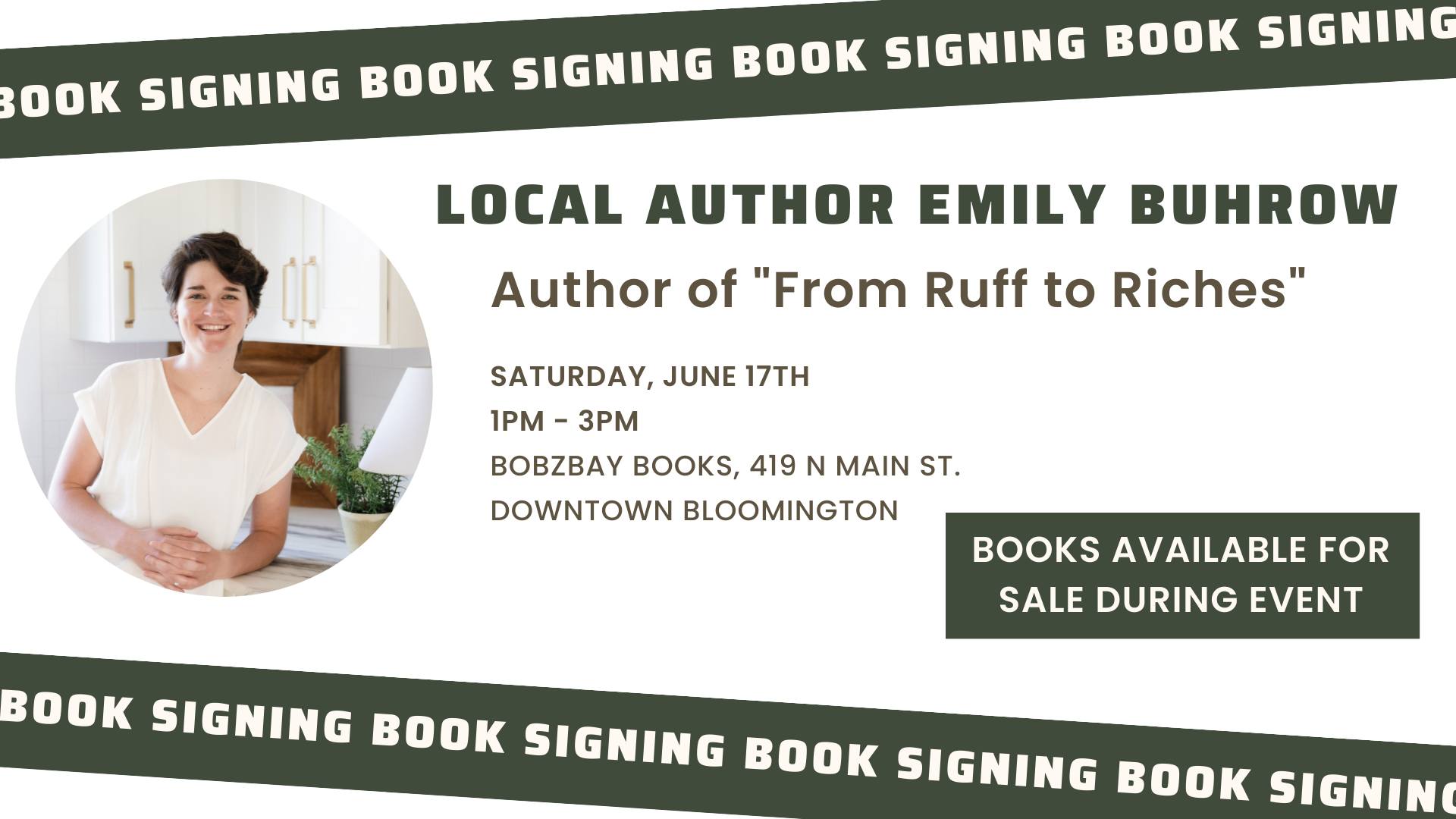 Local Author Emily Buhrow Book Signing (From Ruff to Riches) at Bobzbay Books