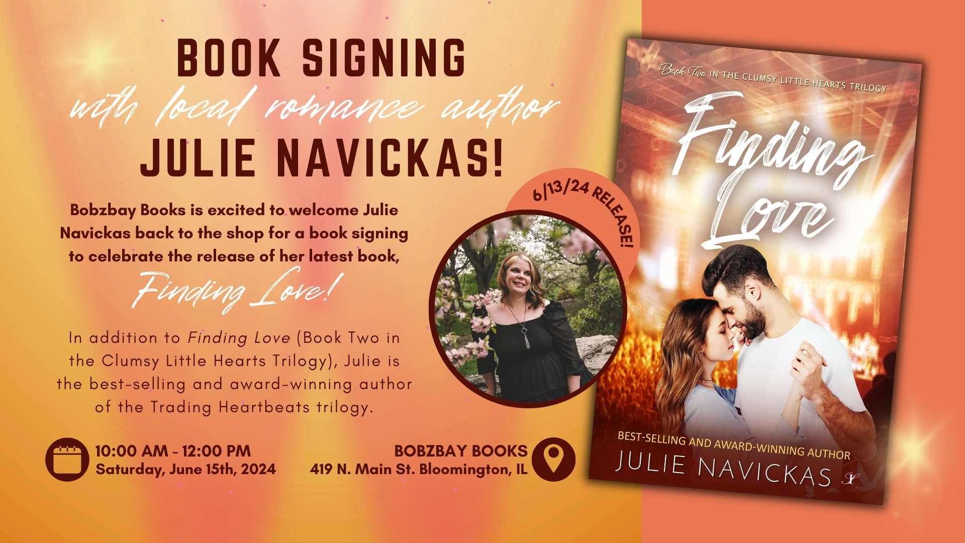 Book Signing with Local Romance Author Julie Navickas at Bobzbay Books