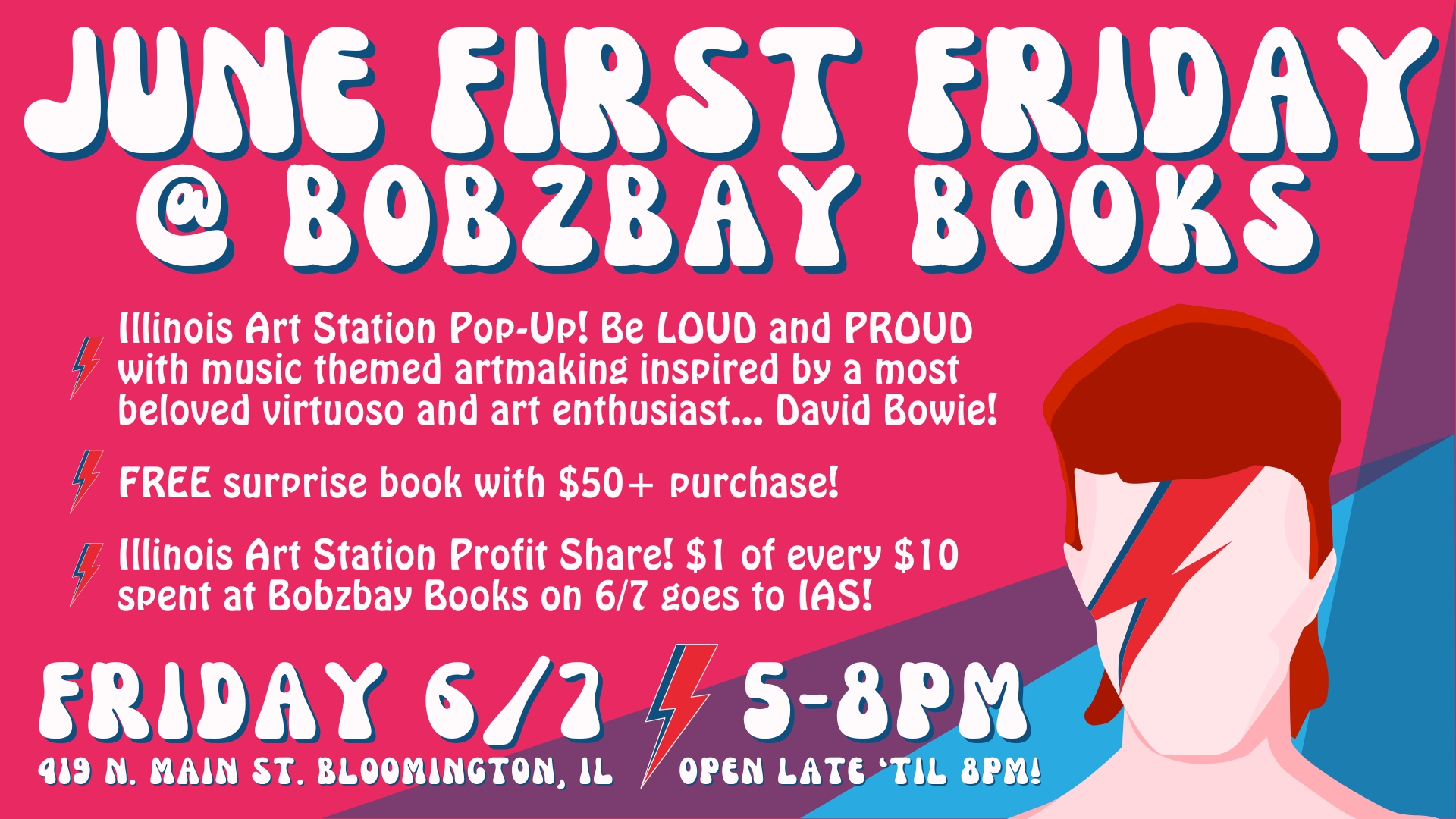 June First Friday Artmaking Pop-Up with Illinois Art Station at Bobzbay Books