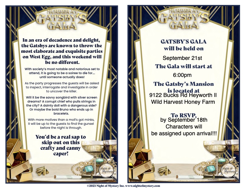 Murder at Gatsby\'s Gala WIld Harvest Honey Farm