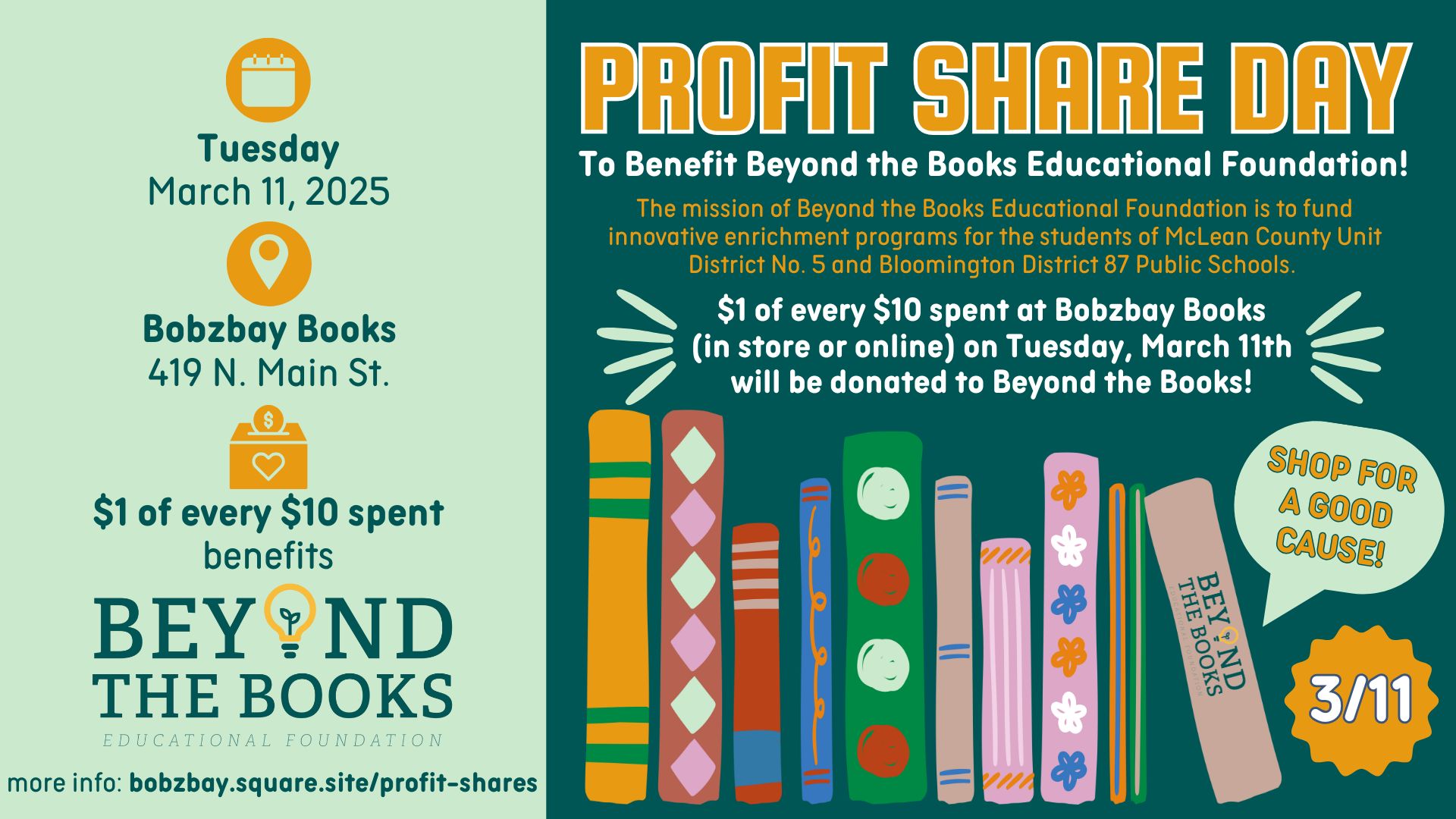 Profit Share Day to Benefit Beyond the Books Educational Foundation at Bobzbay Books