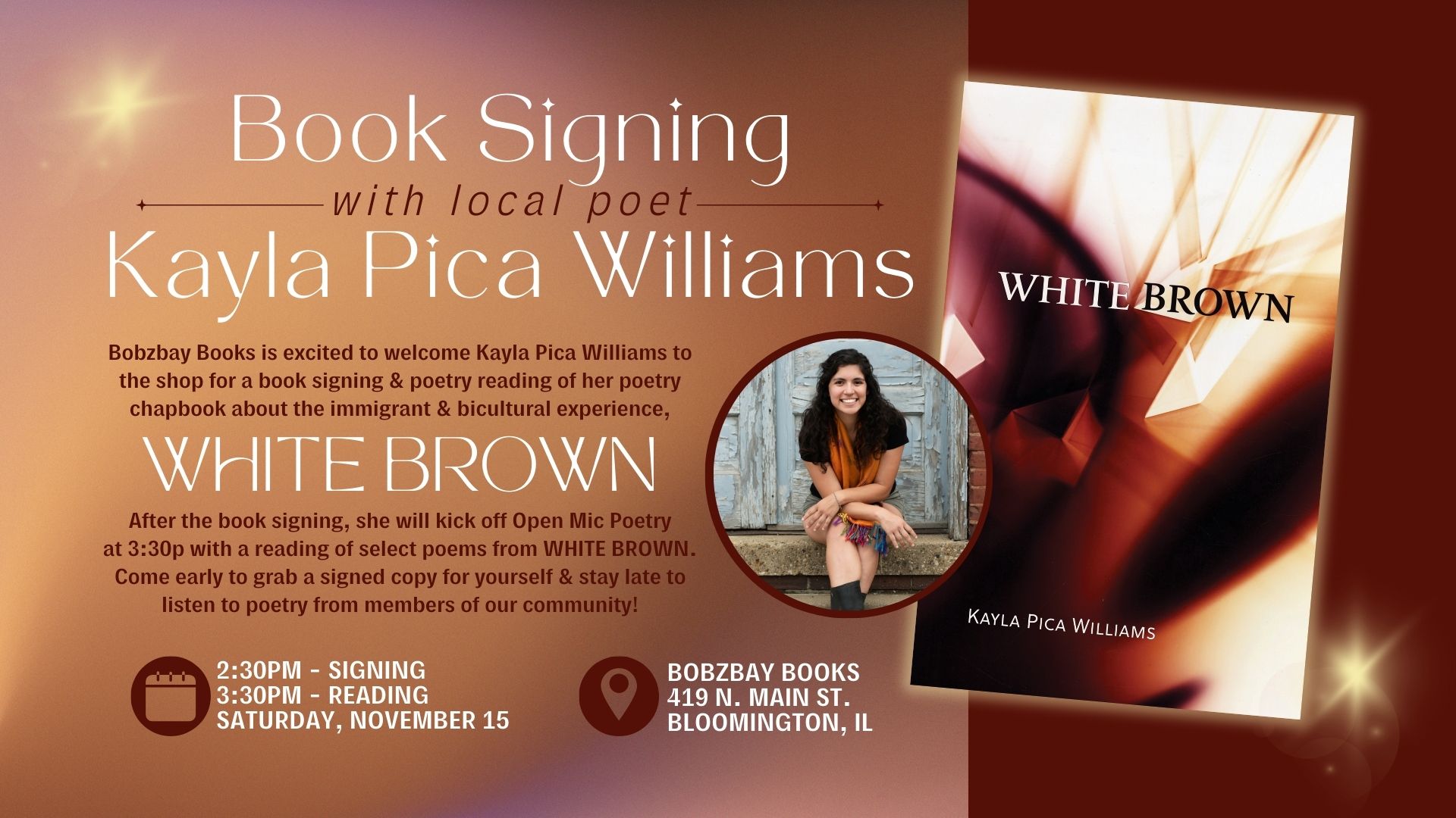 Book Signing & Poetry Reading with Kayla Pica Williams at Bobzbay Books