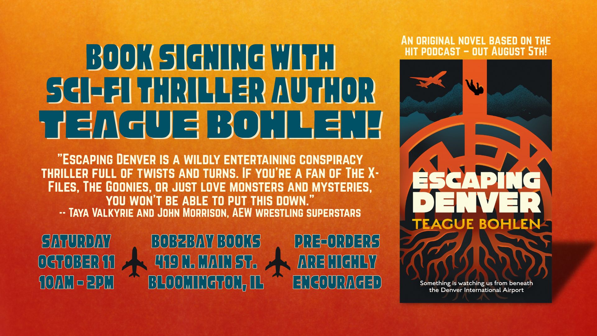Book Signing with Sci-Fi Thriller Author Teague Bohlen at Bobzbay Books!