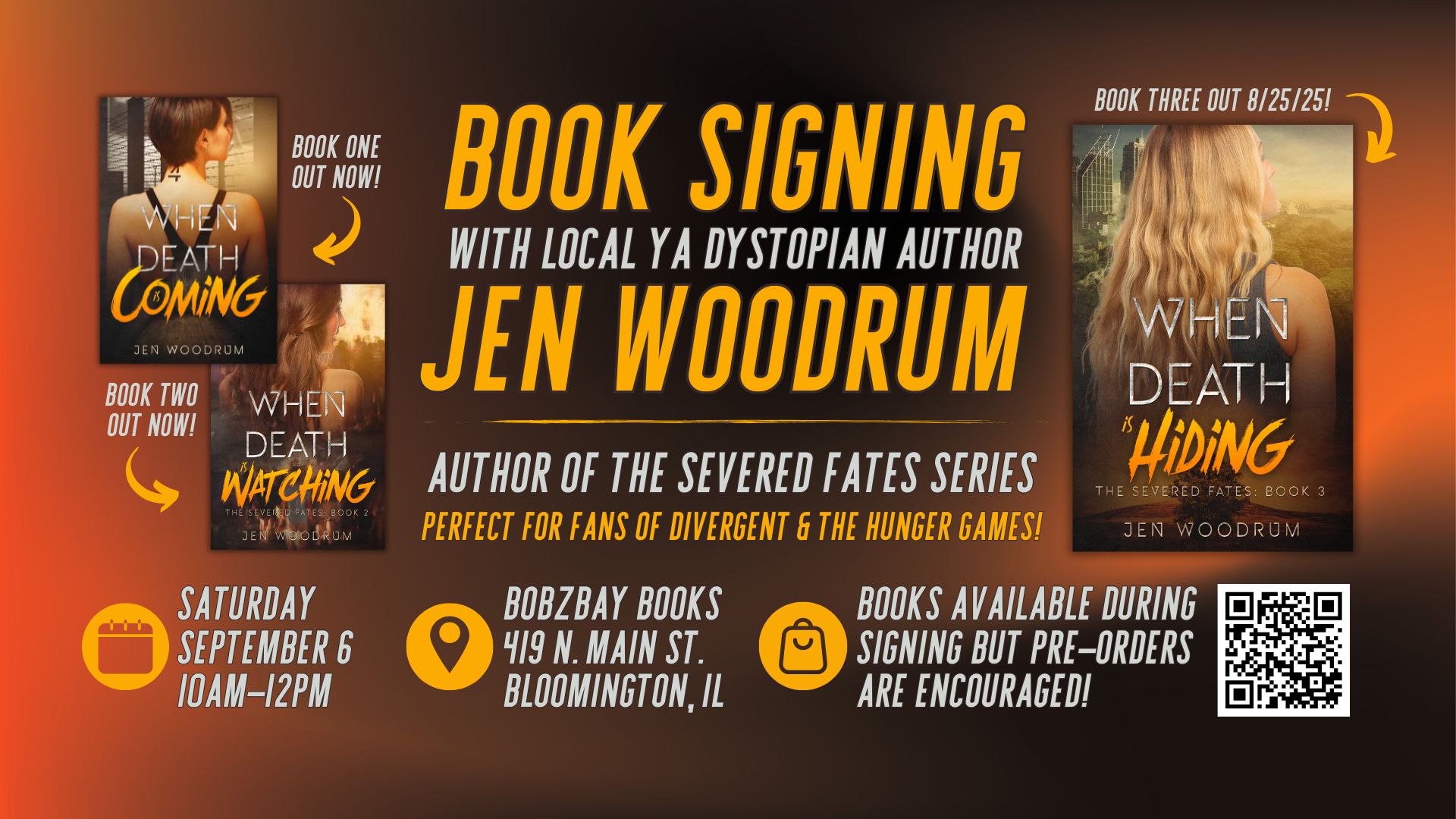 Book Signing with YA/Teen Dystopian Fantasy Author Jen Woodrum at Bobzbay Books!