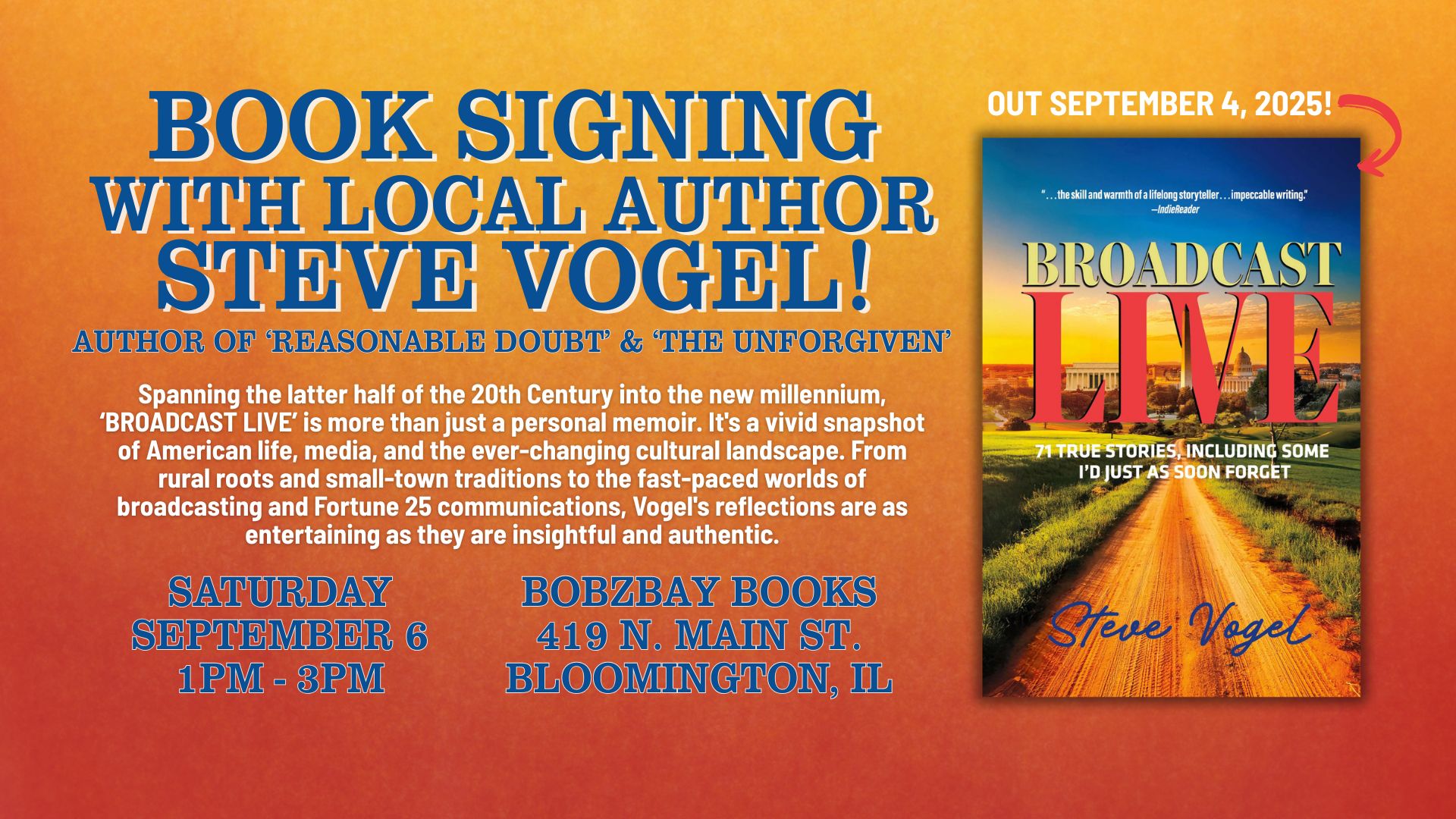 Book Signing with Local Author Steve Vogel at Bobzbay Books!