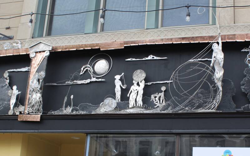 VisitBN Slow Art Day Sticker Project Herbert Eaton Main Street Sculpture