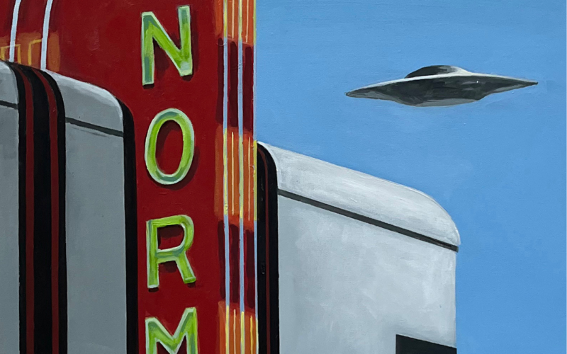 VisitBN Slow Art Day Sticker Project Jeff Bess Normal, IL UFO