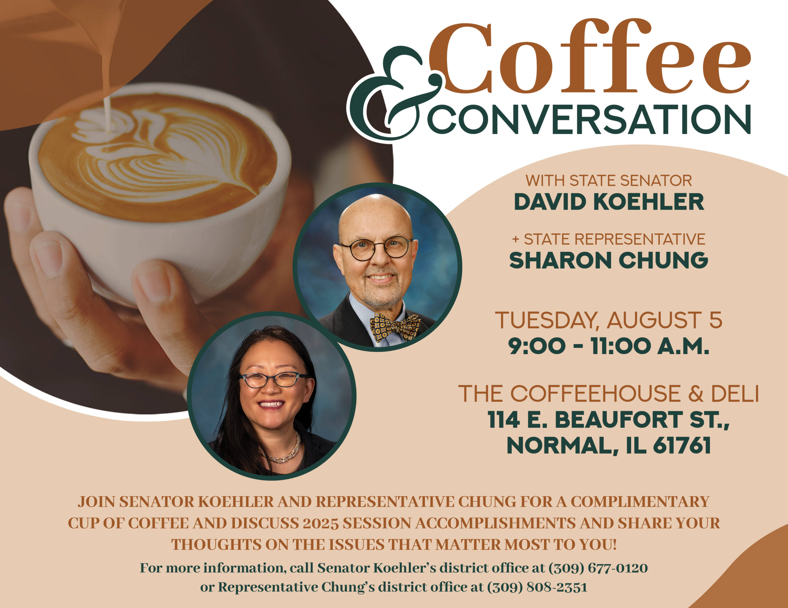 Coffee and Conversation with State Senator Dave Koehler and State Representative Sharon Chung