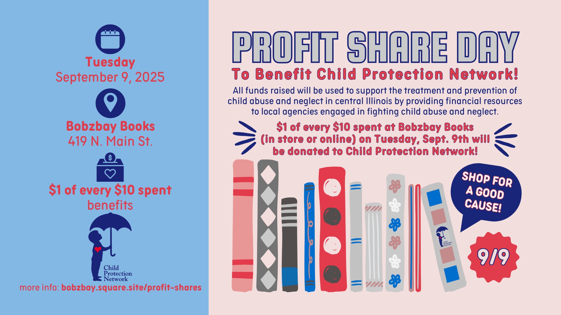 Profit Share Day Fundraiser for Child Protection Network at Bobzbay Books
