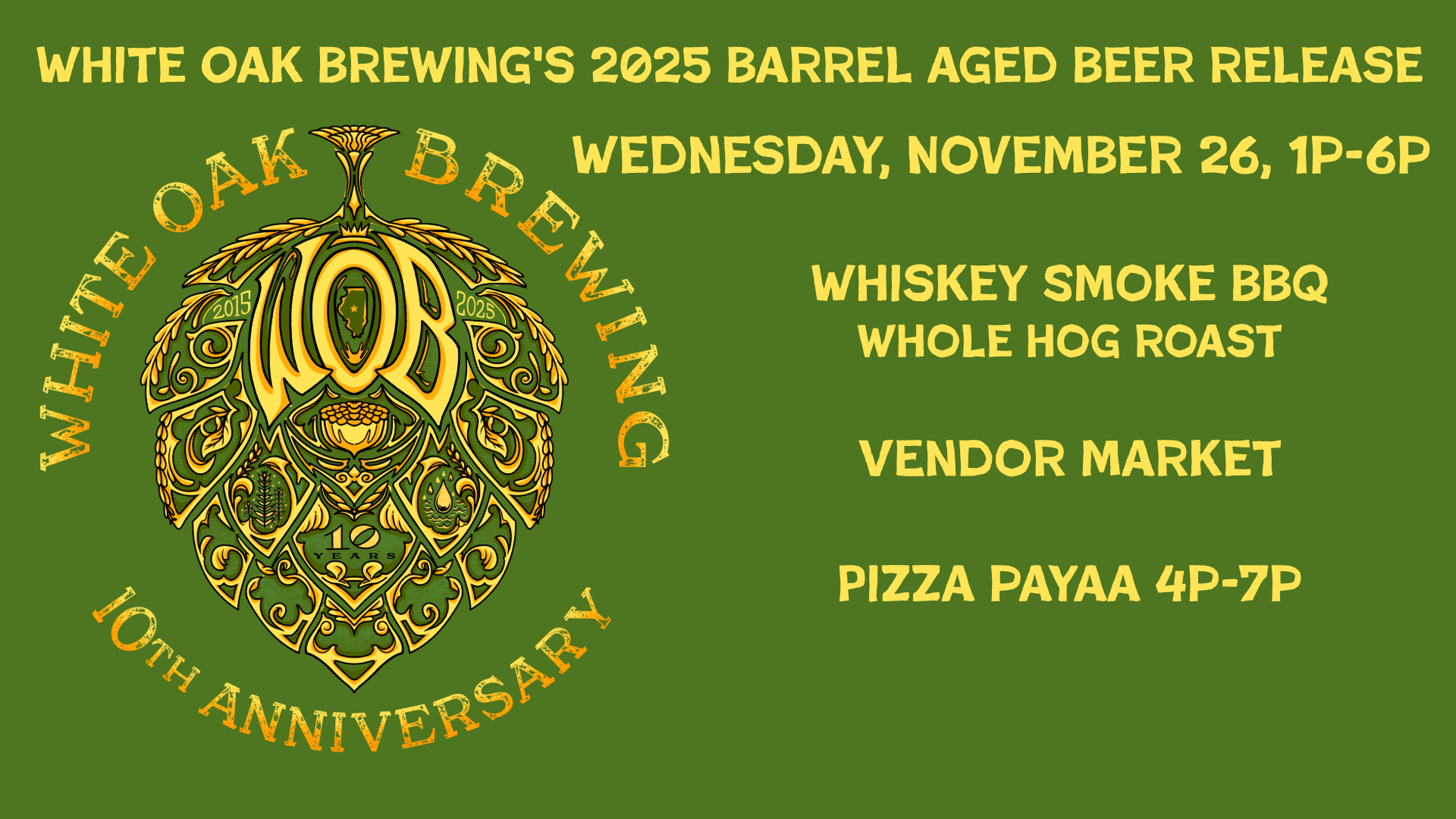 White Oak Brewing's 2025 Barrel Aged Beer Release & Annual Maker's Market