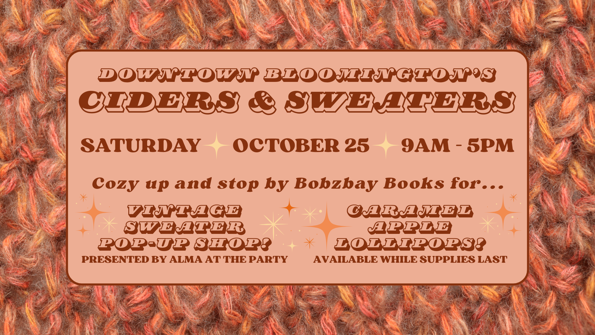 Ciders & Sweaters at Bobzbay Books!
