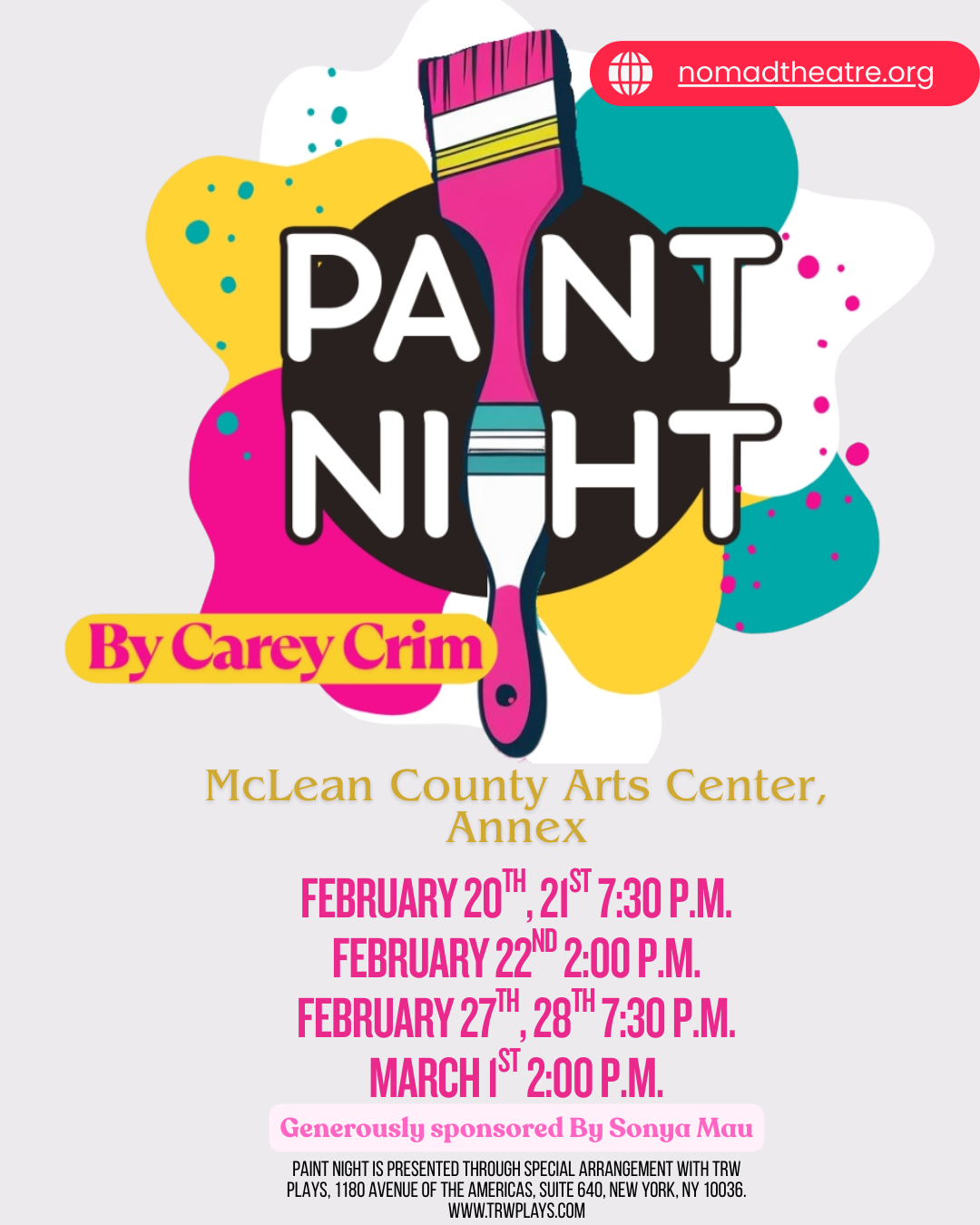 Nomad Theatre Presents Paint Night, by Carey Crim