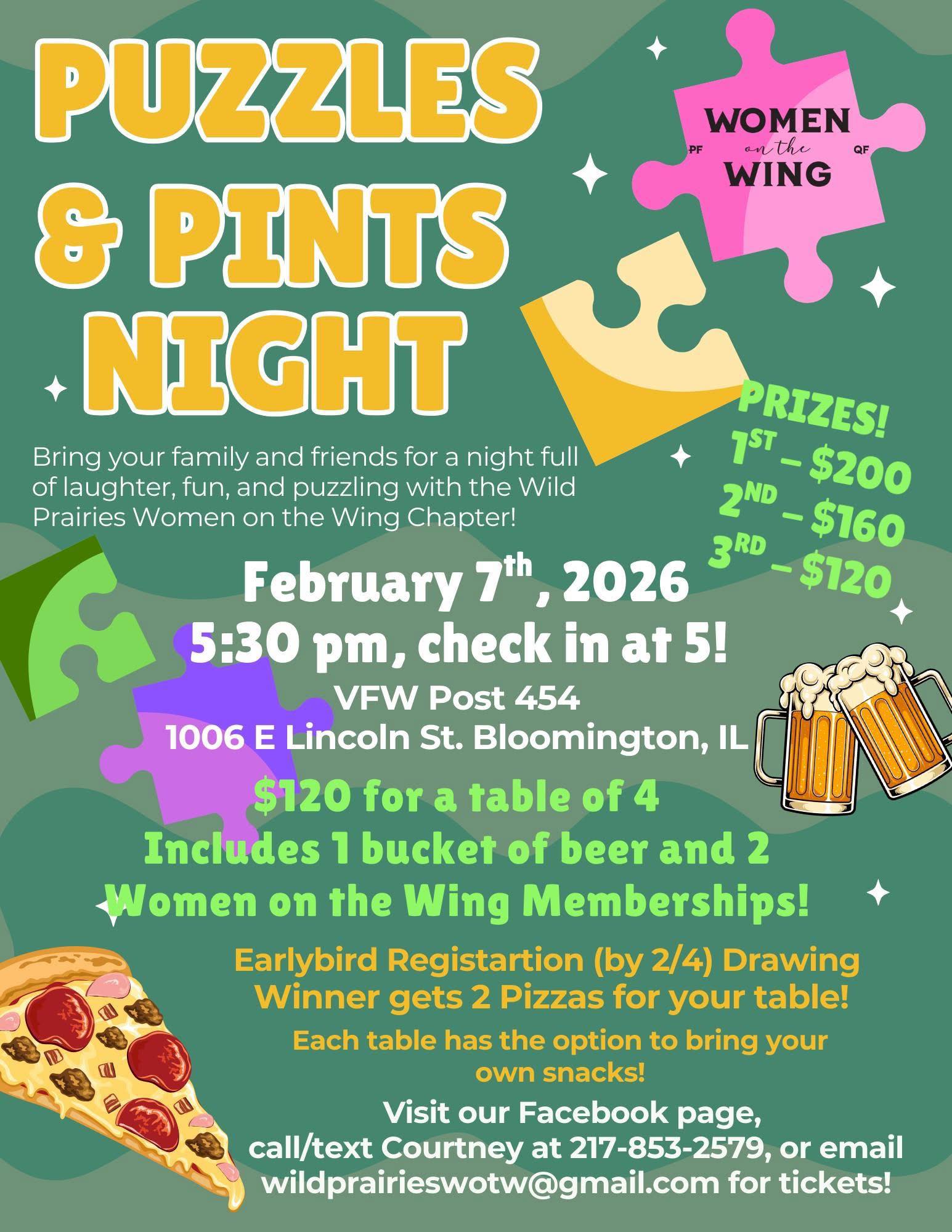 Puzzles & Pints Night with Wild Prairies Women on the Wing