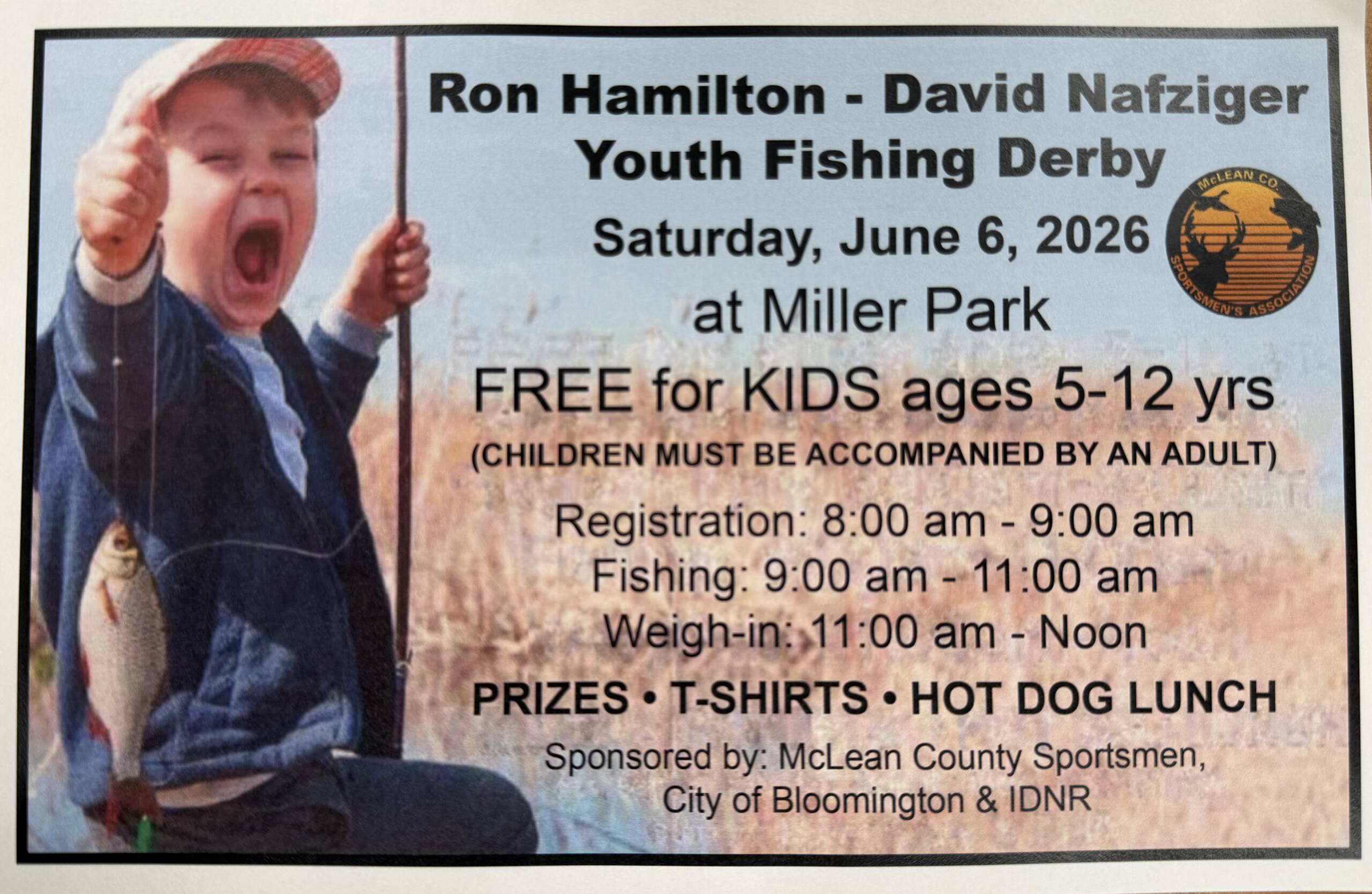 Youth Fishing Derby sponsored by Mclean County Sportsmen, City of Bloomington, and IDNR